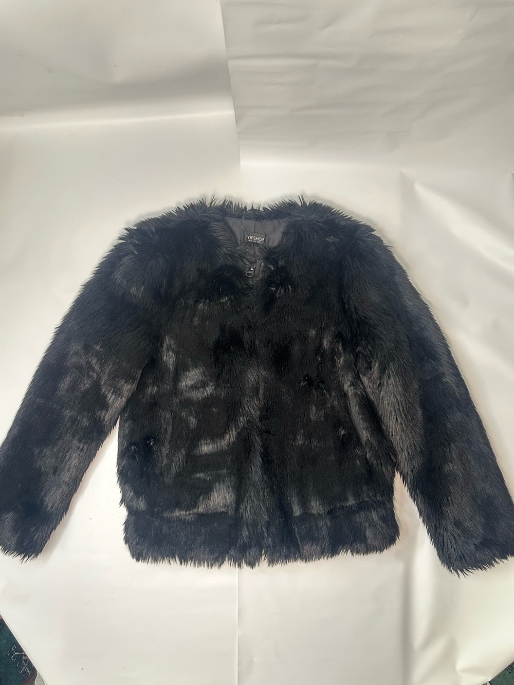 Topshop Black Faux Fur Teddy Jacket